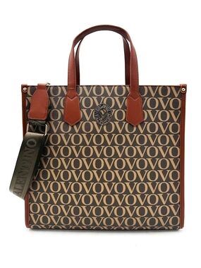 NWT Valentino Orlandi V-2010  Monogram Tote in Brown and Tan